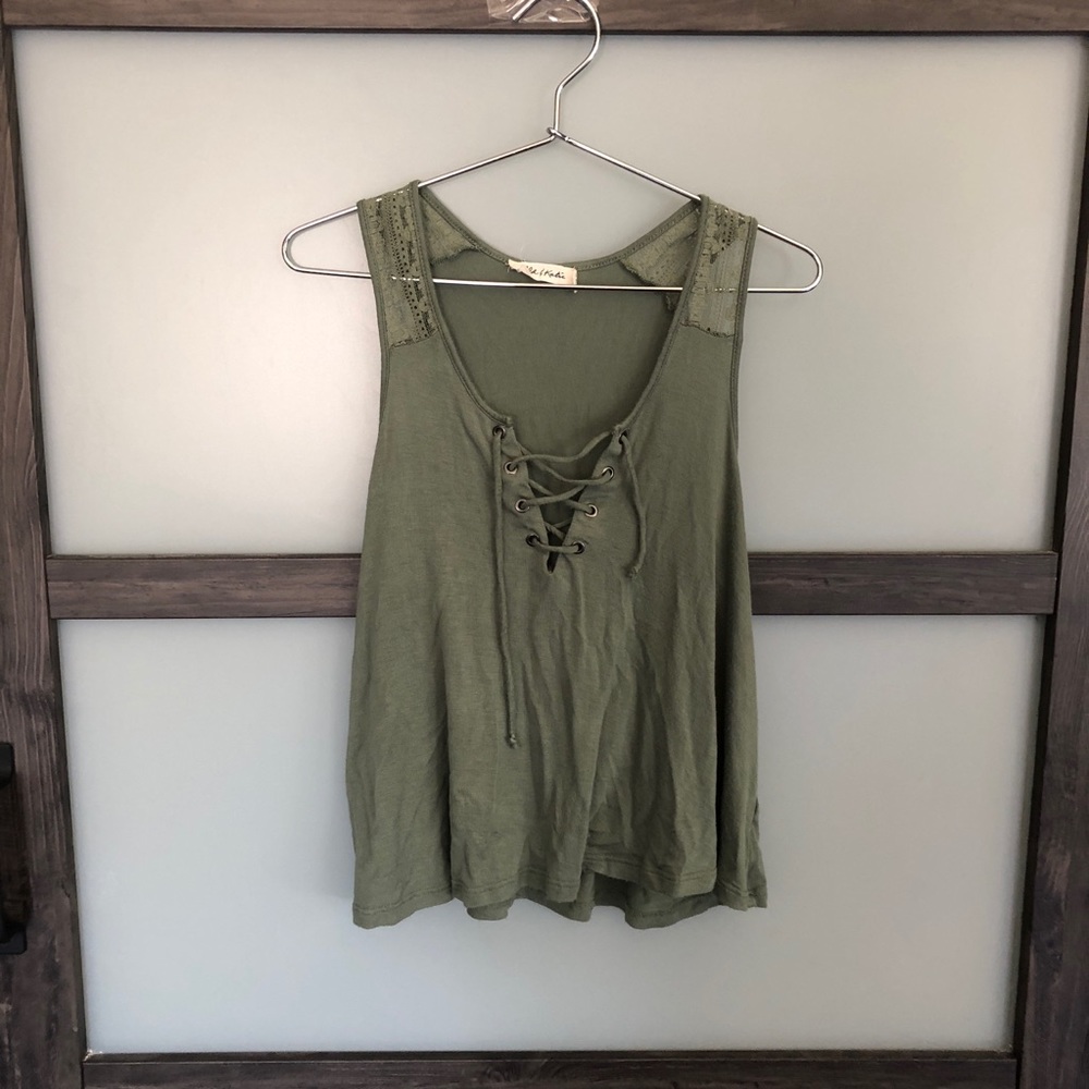 Green Strappy Lace Tank